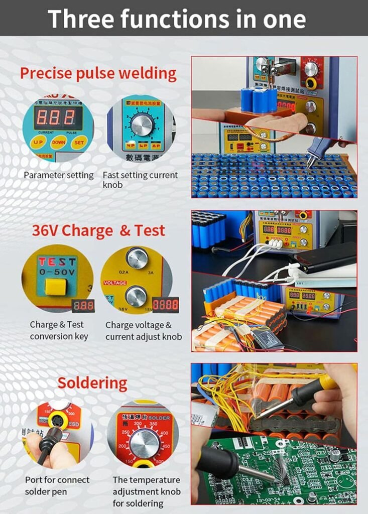 KLUFO 769D Battery Spot Welder with Complete Accessory Set, Foot Pedal Control Portable Welding Machine 18650 Lithium Battery Assembly-Soldering-Battery-Charging Test All-in-One Device