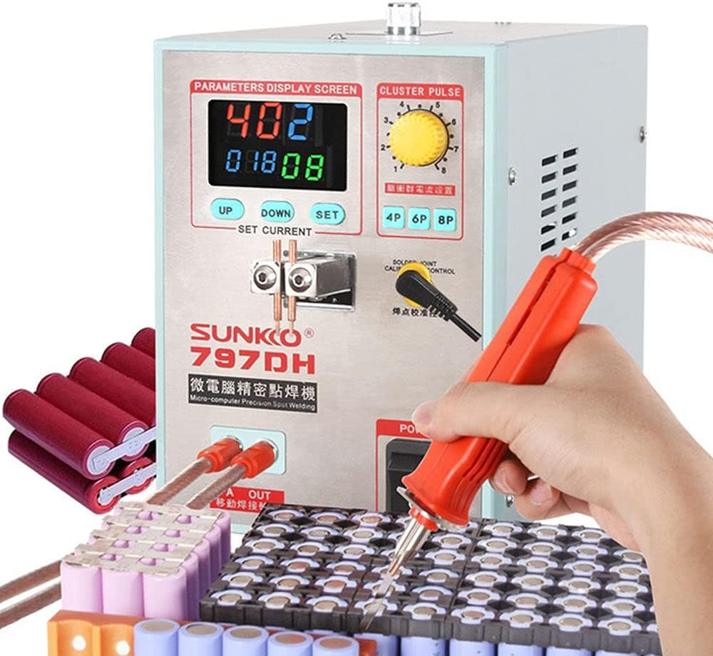 KLUFO Battery Welding Machine 3.8kW 797DH Portable Spot Welder 2 in 1 for Battery Pack 18650 16430 22650 32650 Lithium Batteries with Cooling System and Intelligent Welding Function