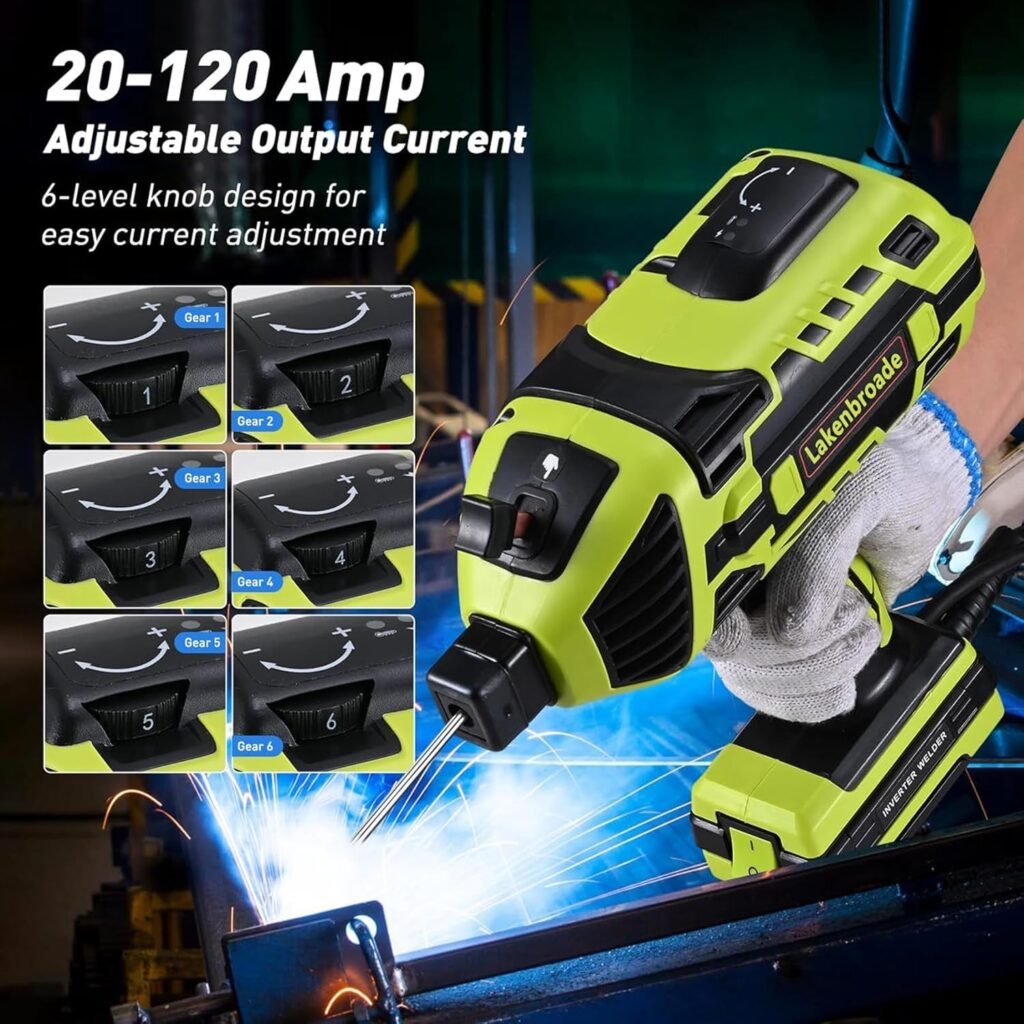 Lakenbroade 4600W Welding Machine, Portable ARC Welder Machine Gun, IGBT Standing Handheld Welding Machine for 3/32-1/8 Stick Welder,Welder 6 variable current adjustment