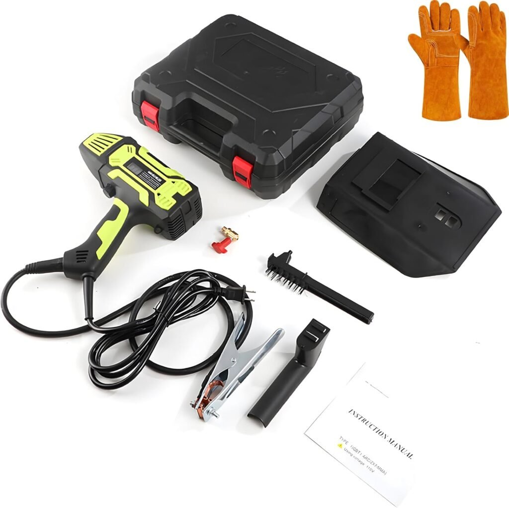 Portable Welding Machine, 220V ARC Welding Machine Handheld with Display  IGBT Inverter 20-200A Current Adjustment, Welder Gun Tool Set for 3/32-1/8 Wire Rods (Green)