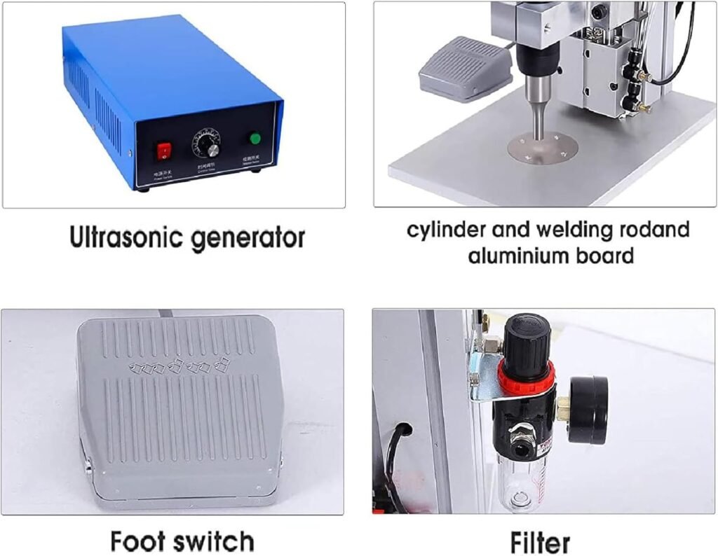 vanenferse Handheld Ultrasonic Spot Welder, 8mm Desktop Portable Plastic Welding Machine with Electronic Pedal Suitable, Nylon Riveting And Spot Welding Machine Suitable