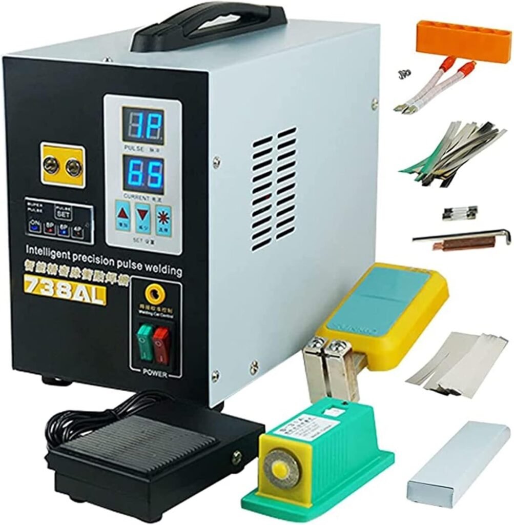 ZIJINGY Portable Battery Welder, 738AL Battery Spot Welder Pulse Spot Welder with Adjustable Welding Head for 18650 14500 Lithium Battery Pack Construction