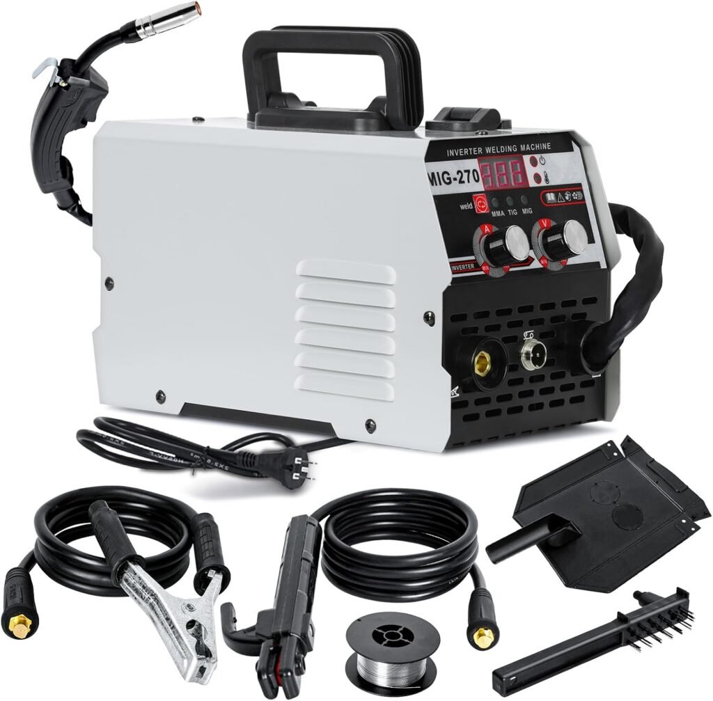 3 in 1 Portable MIG Welder 250A 220V Gasless, Digital LED Display MIG/ARC/Lift TIG with Spool Gun, Overload Protection Ultra-Light Welder MIG No Gas for Home DIY, Auto Repair, Metal Crafting(1 Set)