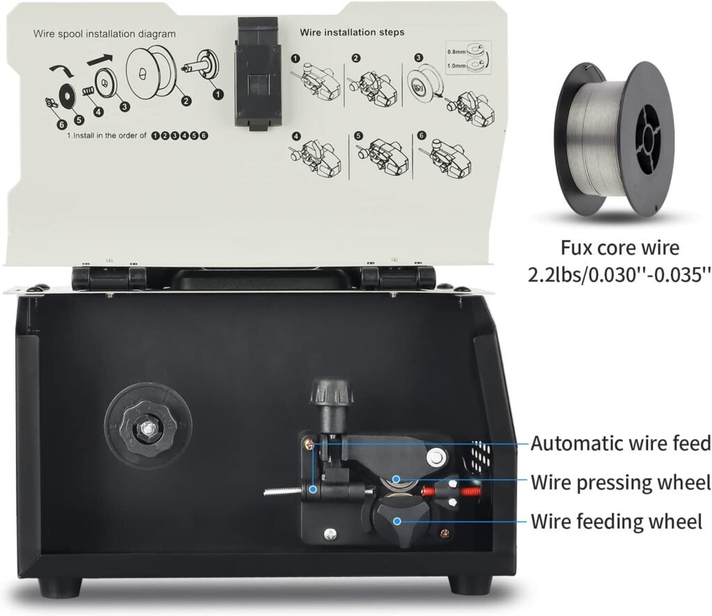 AZZUNO 135 Amp MIG Welder, 3 in 1 Multiprocess Welder 110V Flux Core Welder Flux MIG/Lift TIG/Stick Welding Machine Synergic Control IGBT Inverter Welder (Volts, 110)