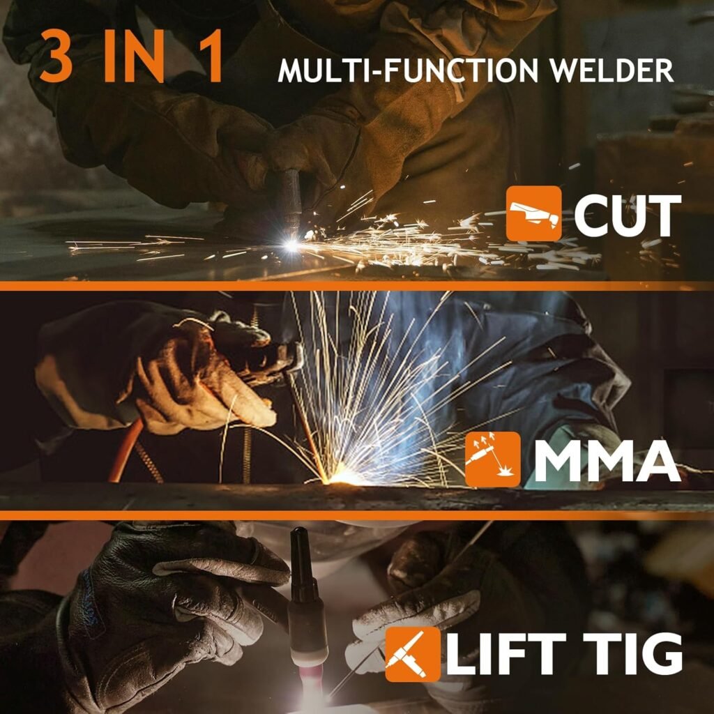 FEMEROL 3 in 1 Plasma Cutter/LIFT TIG/Stick Welder,50Amp Cutter Machine 200A Stick and LIFT TIG Welder, Large LED Display IGBT 110/220V Dual Voltage Plasma Cutter Welder Combo