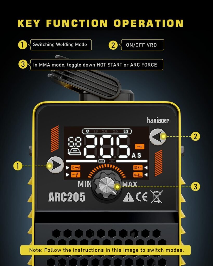 haxiaoer 205A Stick Welder 240V UK Plug - 2 in 1 MMA Lift TIG ARC Welder Machine Full Kit with Digital Smart LCD Display Inverter Arc Welding Machine, IGBT, 10 Welding Rods