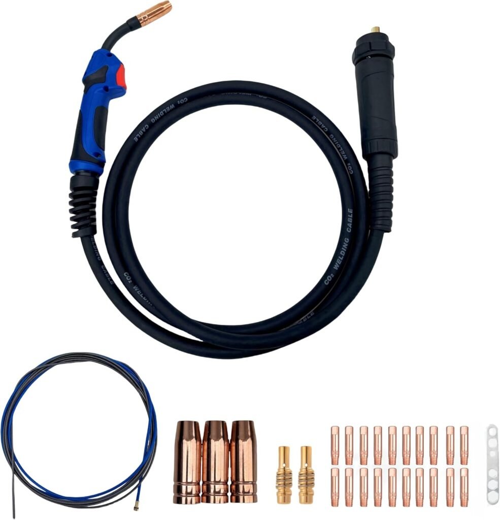 MIG MAG MB15 15AK CO² Welding Torch, 150 Amp Welder Gun with Euro Central Connection, Welding Torch and 27 pcs Welding Accessory Kit, for Welding Machine (4M）