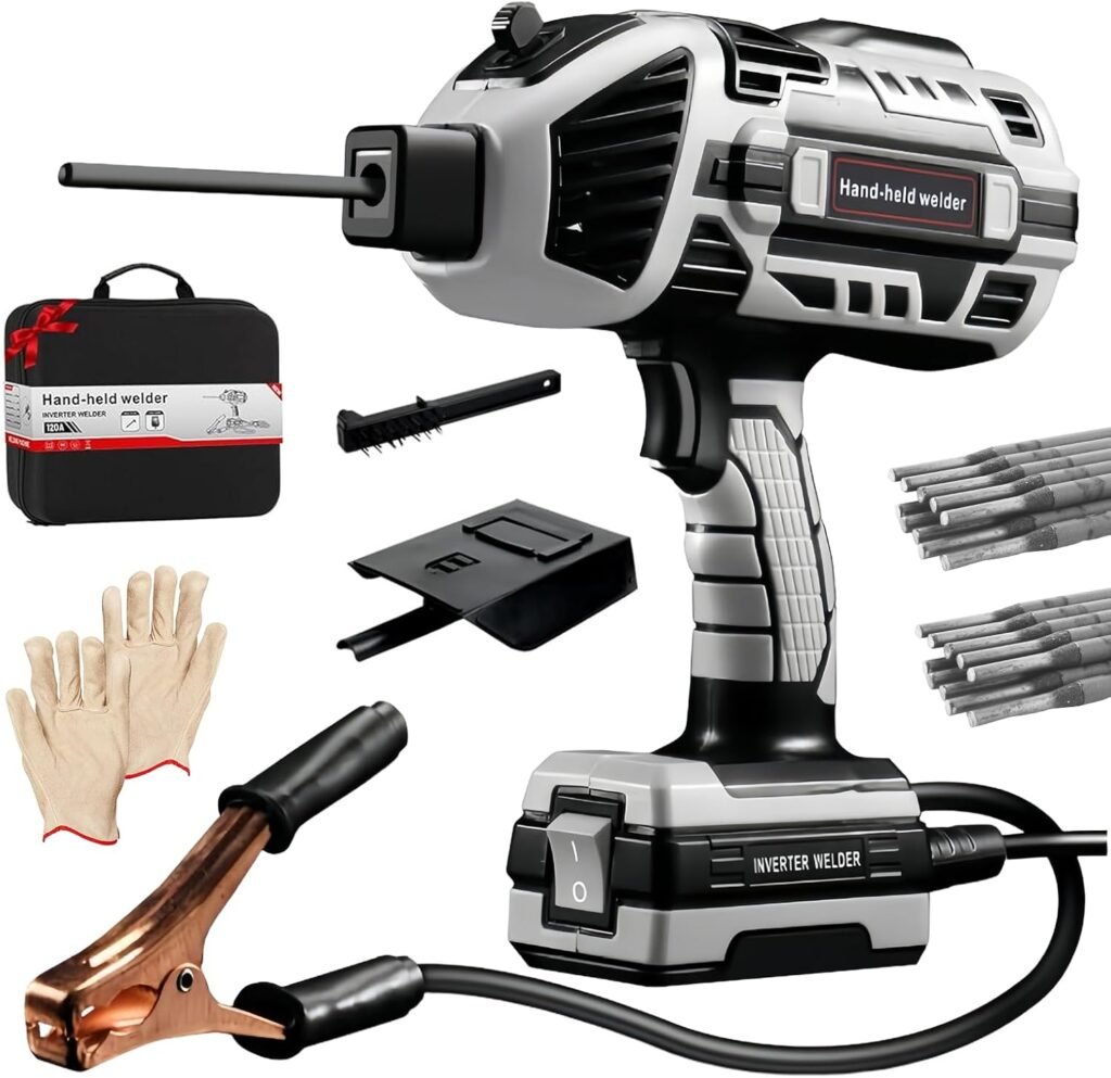 Orifesio Handheld Welding Machine, 220V Portable ARC Welder with 20 Welder Rods, IGBT Inverter, 6 Variable Current Adjustment, Electric Welding Machine, Fits 3/32 -1/8 (2.5-3.2mm) Wire Rods (Gray)
