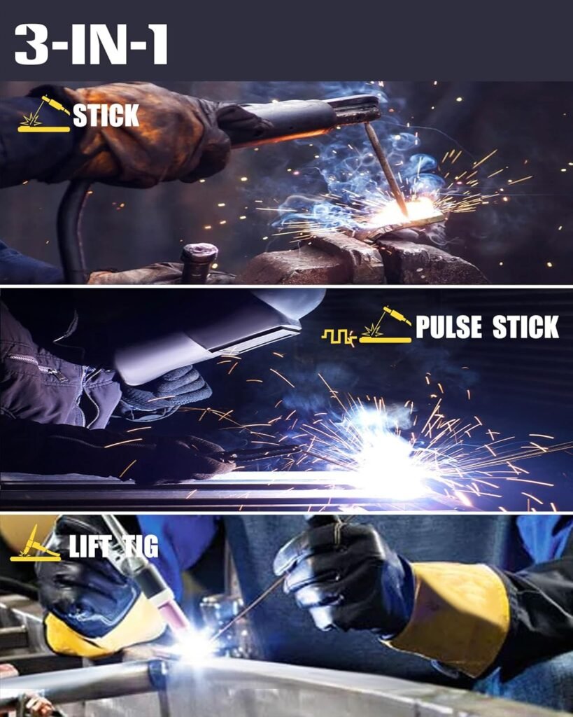 SSIMDER ARC Welder With Pulse Stick 140A 3 in 1 ARC/PULSE Stick/LIFT TIG Welding Machine 110V/220V Hot Start ARC Force VRD MMA Pulse Frequency Adjustable Portable Welder Machine with LCD IGBT Inverter