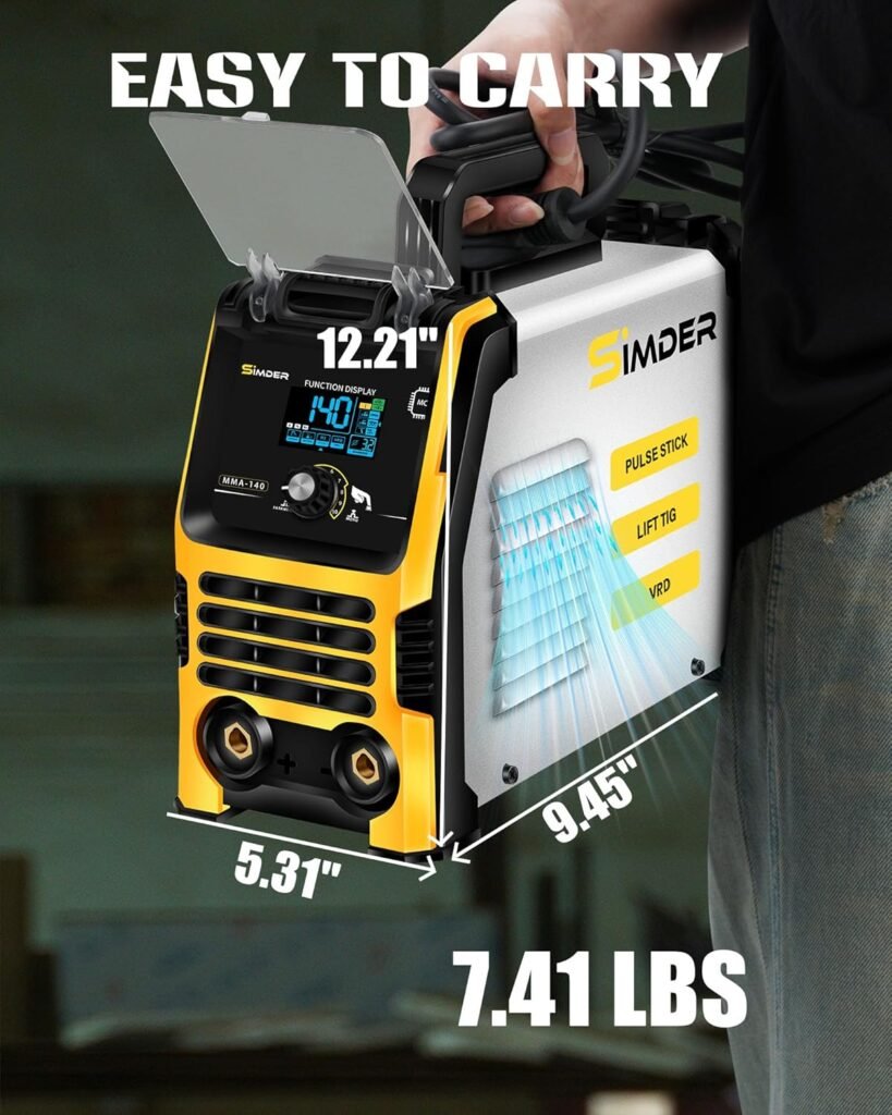 SSIMDER ARC Welder With Pulse Stick 140A 3 in 1 ARC/PULSE Stick/LIFT TIG Welding Machine 110V/220V Hot Start ARC Force VRD MMA Pulse Frequency Adjustable Portable Welder Machine with LCD IGBT Inverter