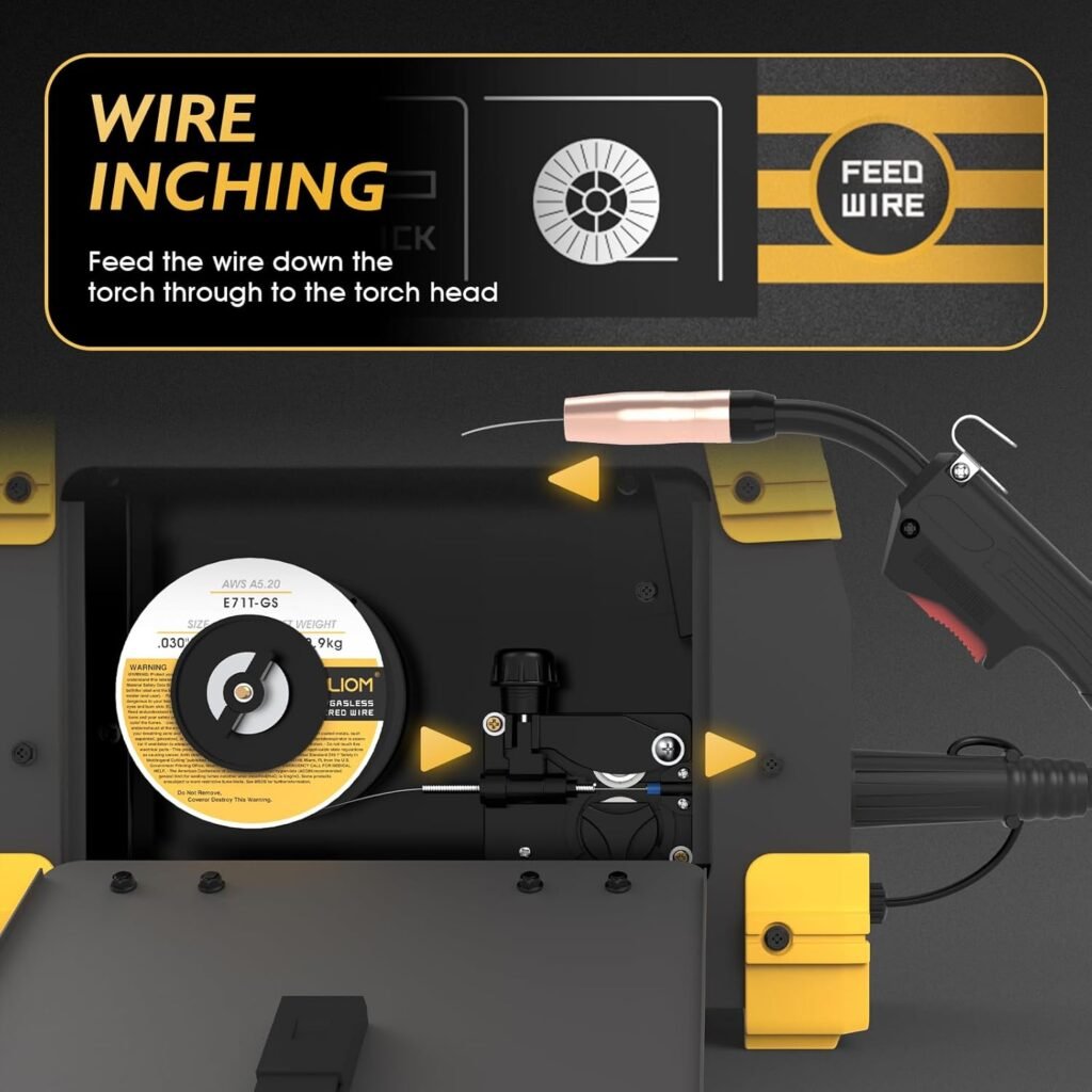 TOOLIOM 135A Gasless Flux Core MIG Welder 110V MIG Welder Flow MIG/Lift TIG/Stick Welding Machine 3 in 1 IGBT DC Inverter with LCD Display