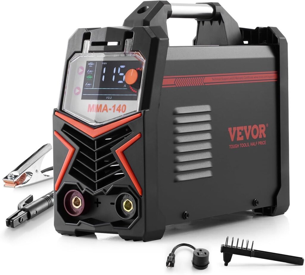 VEVOR TIG Welder, 140A 4-In-1 Welding Machine (Large LED Display) - DC Pulse TIG/DC Pulse MMA/Lift TIG/MMA(Stick), 110220V Dual Voltage Electric Welder with Synergic Control IGBT Inverter Hot Start