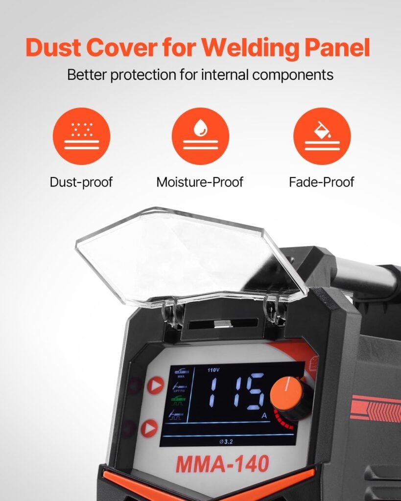 VEVOR TIG Welder, 140A 4-In-1 Welding Machine (Large LED Display) - DC Pulse TIG/DC Pulse MMA/Lift TIG/MMA(Stick), 110220V Dual Voltage Electric Welder with Synergic Control IGBT Inverter Hot Start