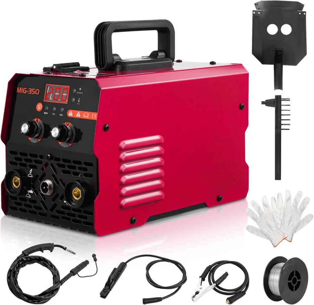Victoam Gasless MIG Welder, 220V 200A Welding Machine, 3 in 1 MIG/ARC/TIG Inverter Welder Machine with Digital LED Dispaly, Come Flux Core Welding Wire and MIG Torch, for DIY Professional Use