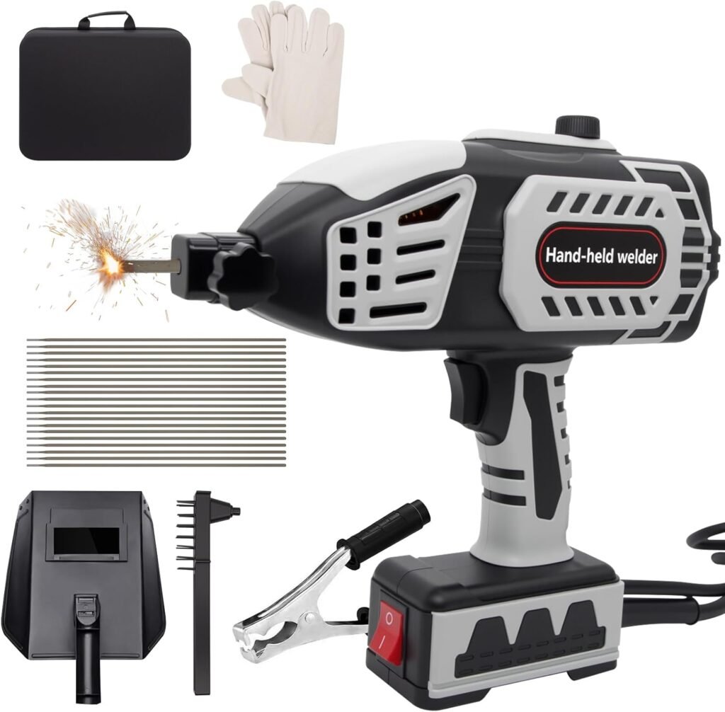 Welding Machine Handheld, 20A-120A 220V Portable Hand Held Welder Machine with IGBT Inverter 5 Variable Current Adjustment, Portable ARC Welder Gun, Fits for 1/16-1/8 Welding Rods