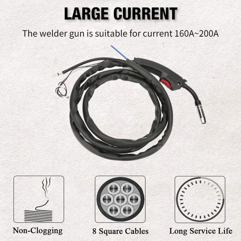 14AK MIG Welding Torch, 14AK MB14 CO2 Gas Protective Welding Gun Assembly 0.8~1.2mm 160~200A MIG Welder Torch 2 Meters for MIG130