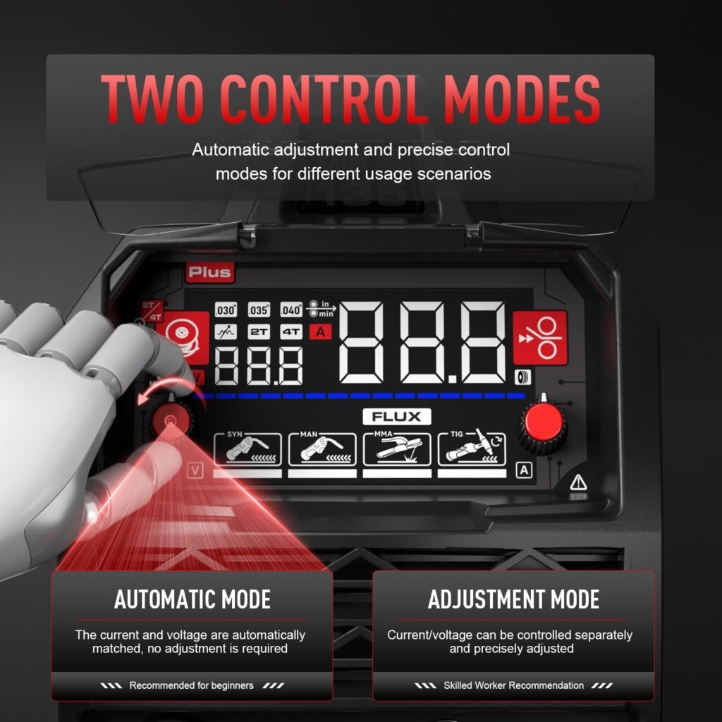 ANDELI 135Amp MIG Welder 110V Portable Gasless Welder Flux MIG/Lift Tig/Stick 3-in-1 Multiprocess Welder LED Digital Display Welding Machine IGBT Inverter Welder