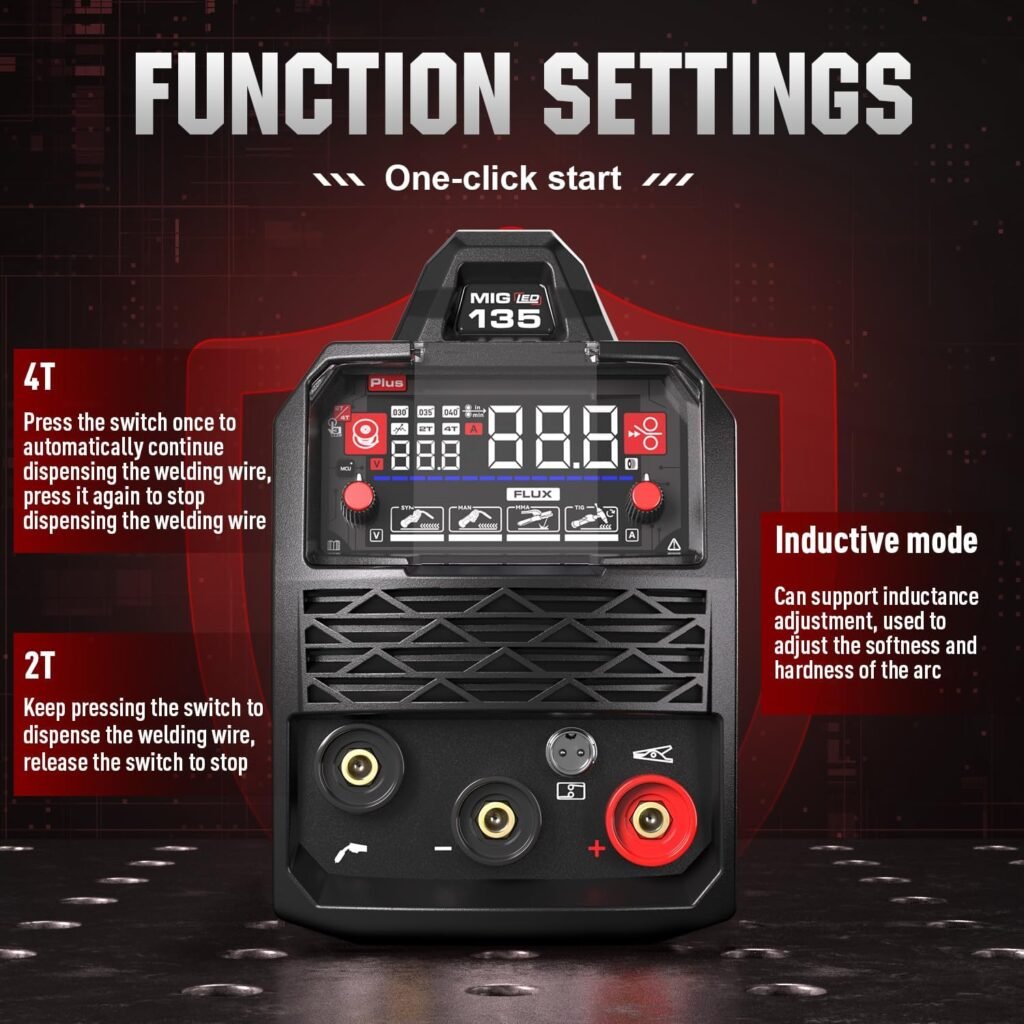 ANDELI 135Amp MIG Welder 110V Portable Gasless Welder Flux MIG/Lift Tig/Stick 3-in-1 Multiprocess Welder LED Digital Display Welding Machine IGBT Inverter Welder