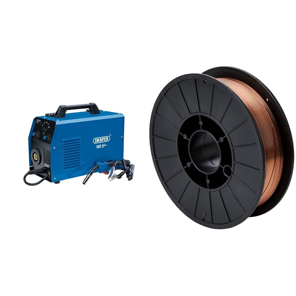 Draper 70047 Gas/Gasless MIG Inverter Multi-Welder DTi, 160A, Blue, One Size  GYS 086128 0.8mm 5Kg Steel MIG Wire