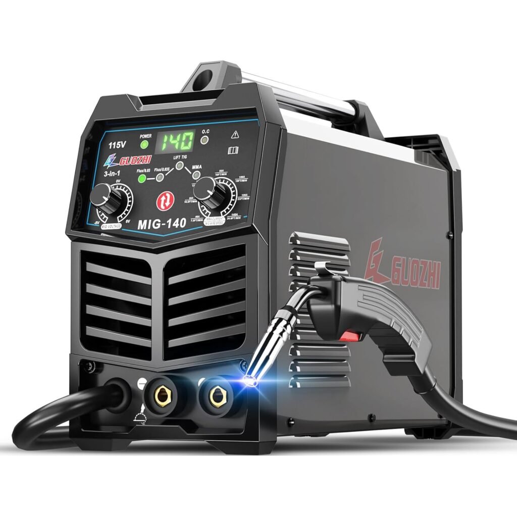 GZ GUOZHI 140A MIG Welder, 3 in 1 Welder Flux MIG/ARC/Lift TIG Multi-Process Mig Welder, 110V Welding Machine, Welder Machine 110v Flux Core Welder with Welding Gun