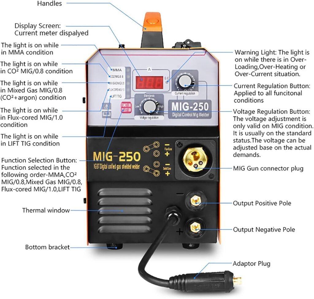 HYQNG Portable MIG Welder, 3 in 1 Combo MMA/MIG/LIFT TIG Welding Machine, Flux Core Welder, MIG-520 Welder Machine, mig welding equipment