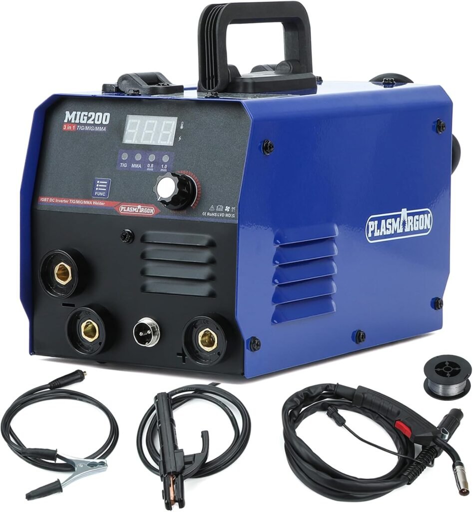MIG Welder Flux Core Welder and Stick Welder 200A Machine Dual Voltage 110V 220V 200Amp Gasless MIG Welding ARC/MMA Lift TIG Welder Combo Machine