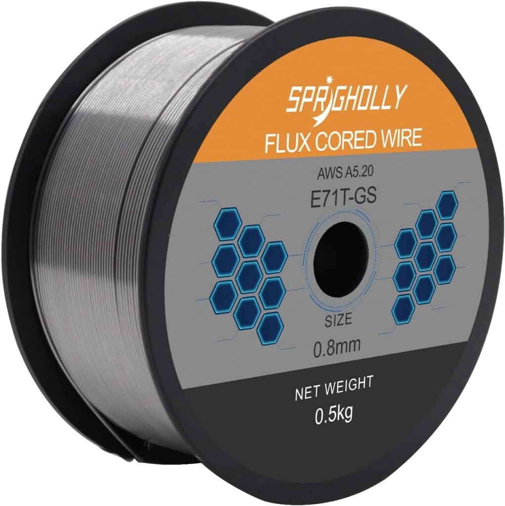 SPRIGHOLLY Flux Cored Welding Wire 0.8mm E71T-GS 0.5KG 0.030 Welding Wire for MIG Welder Without Gas FCAW Self Shielded Gasless Welding Wire for MIG Welding Machine SPRIGHOLLY Flux Cored Welding Wire 0.8mm E71T-GS 0.5KG 0.030 Welding Wire for MIG Welder Without Gas FCAW Self Shielded Gasless Welding Wire for MIG Welding Machine