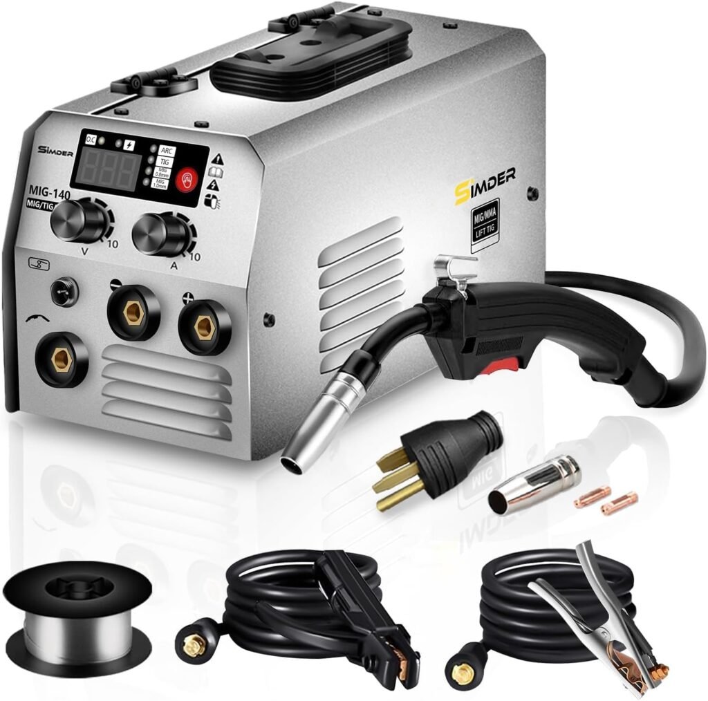 SSIMDER MIG Welder Flux Core Welder MIG ARC 2 in 1 Welding Machine No Gas 140A DC Mig Welder 110V 220v Dual Voltage IGBT Inverter Wire Welder…