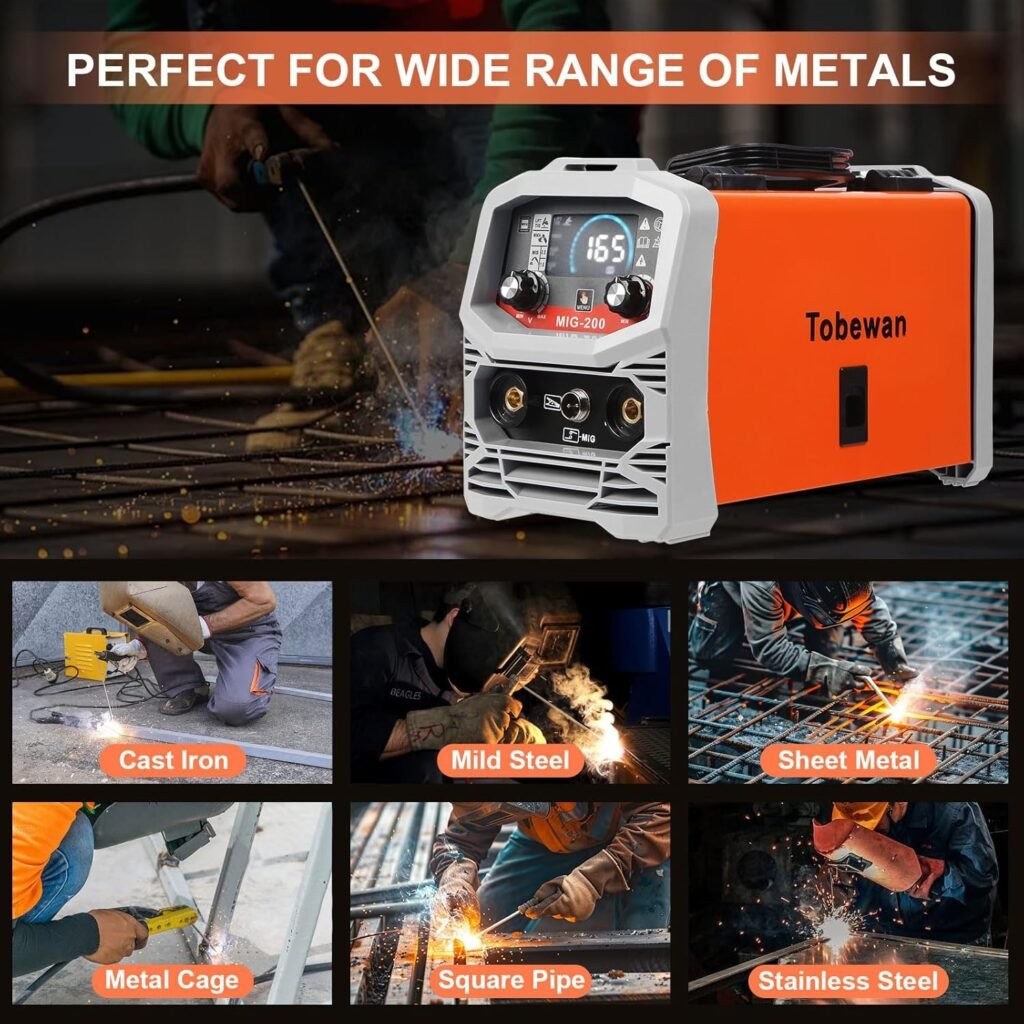 Tobewan MIG 3IN1 Welder Machine MIG/LIFT TIG/MMA Welding Machine Powerful Welding Equipment With LCD Display Welding Electrode Holder Welding Ground Clamp