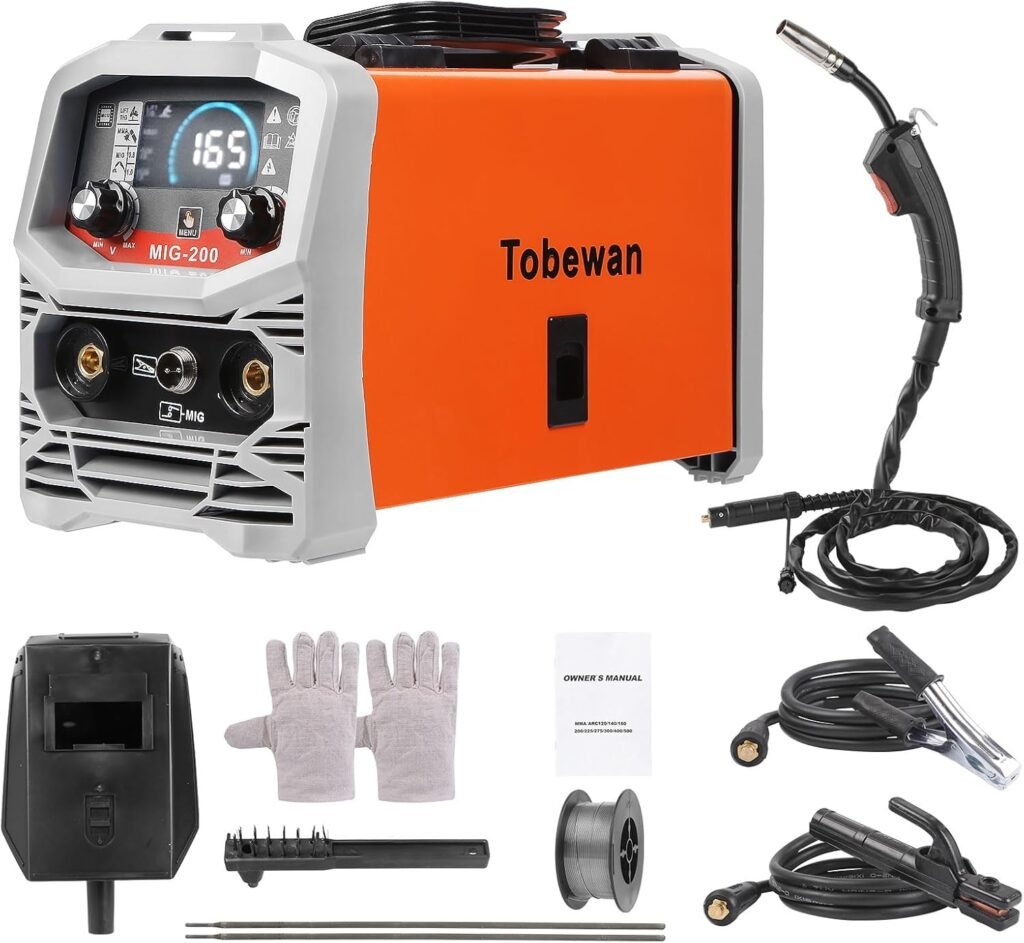 Tobewan MIG 3IN1 Welder Machine MIG/LIFT TIG/MMA Welding Machine Powerful Welding Equipment With LCD Display Welding Electrode Holder Welding Ground Clamp