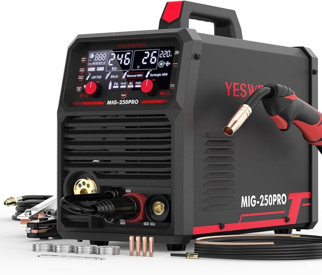 YESWELDER MIG-250 PRO Aluminum MIG Welder, 250Amp 220V, Gas MIG Gasless Flux Core Welding Machine MIG/Lift TIG/Stick 4 in 1 Welder, Spool Gun Compatible