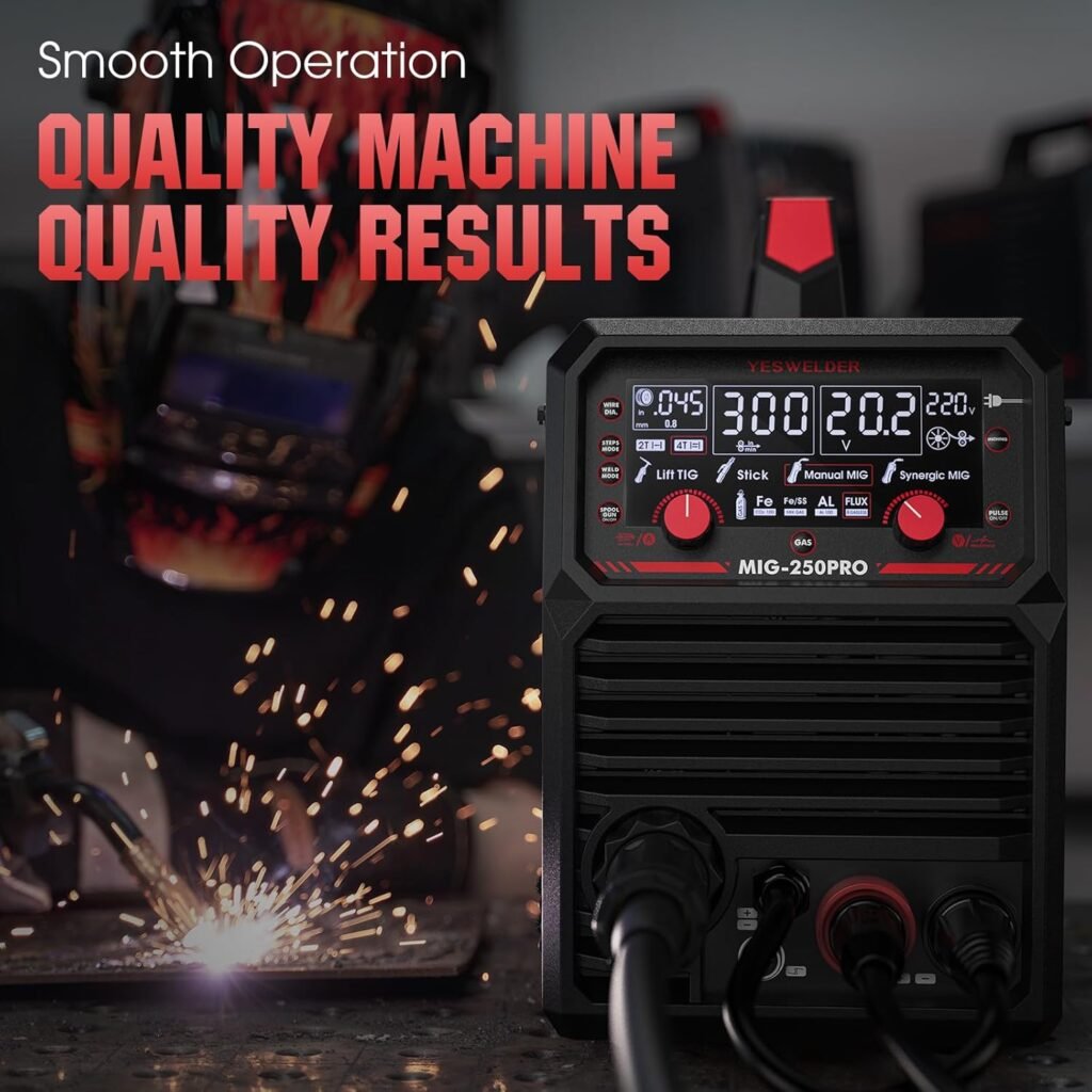 YESWELDER MIG-250 PRO Aluminum MIG Welder, 250Amp 220V, Gas MIG Gasless Flux Core Welding Machine MIG/Lift TIG/Stick 4 in 1 Welder, Spool Gun Compatible