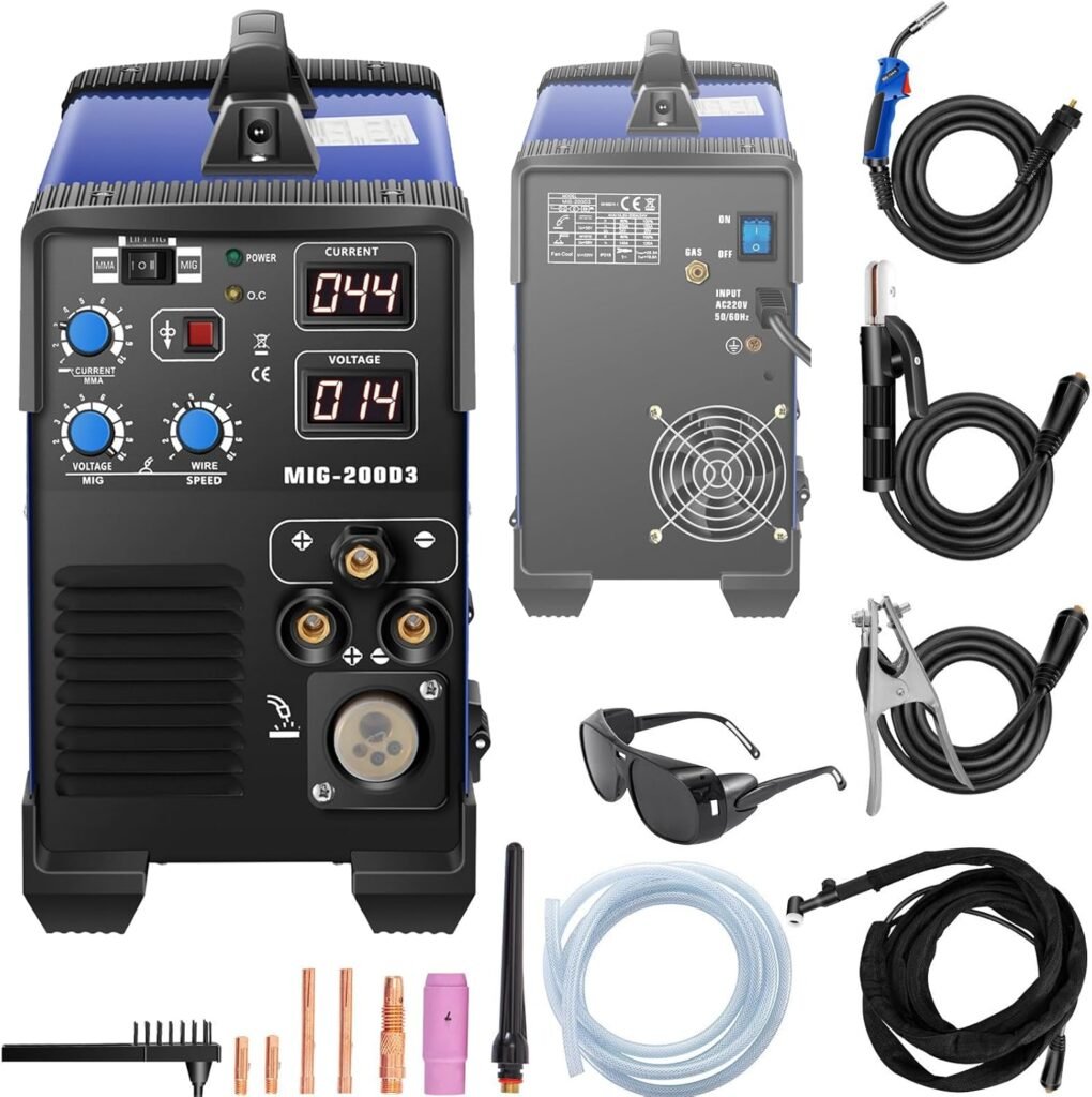 3 In 1 Combo Inverter Welder, Inverter Portable Welder with Digital On-screen Display, MMA/MIG/LIFT 3 In 1 Combo, for Steel and Iron Aluminum Repairing Easy To Use for Beginners and Professionals