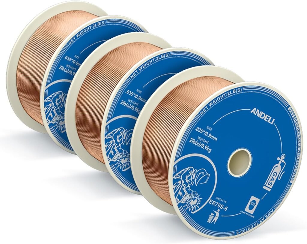 ANDELI Carbon Steel Solid MIG Welding Wire, ER70S-6 .035-Inch 2-Pound 3-Packs Gas Mig Welding Wire with Low Splatter and High Levels of Deoxidizers - For All Position Gas Welding
