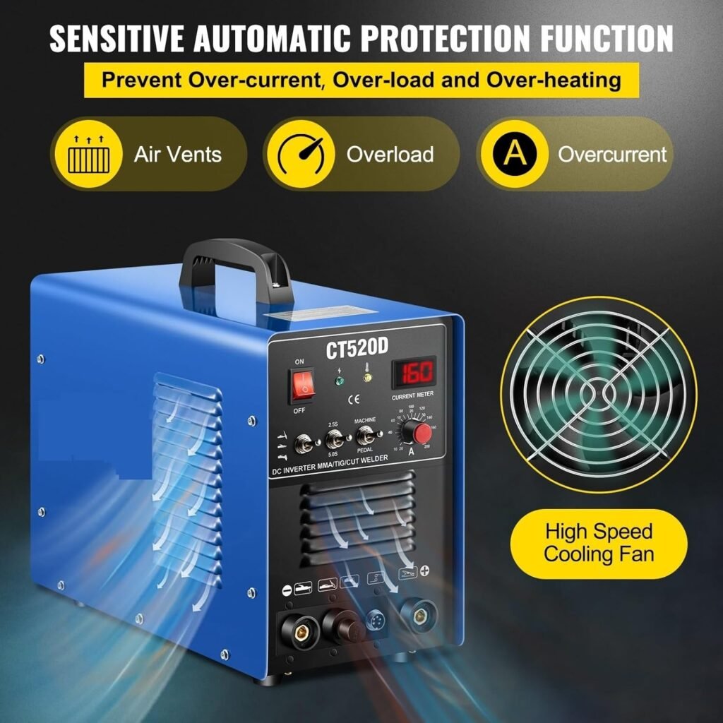 JNPGVTCD Plasma Cutter, 50A/200A CT520D Air Cutter 3in1 Combo IGBT TIG/MMA/Stick Multi Welder Steel Iron Aluminum Welding Machine,Widely Used in Work