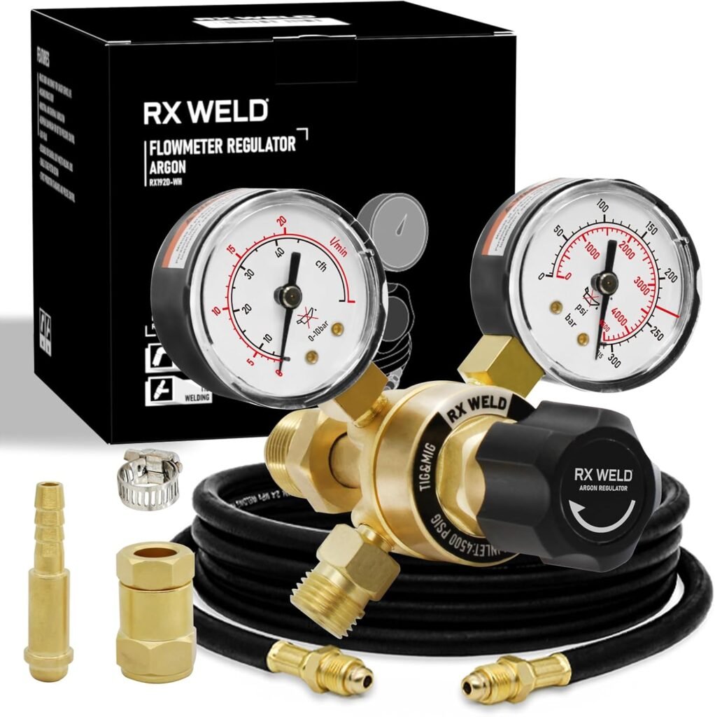 RX Weld Argon Regulators Gauges Gas Welding, Regulator for MIG and TIG, CGA580 Inlet Connection