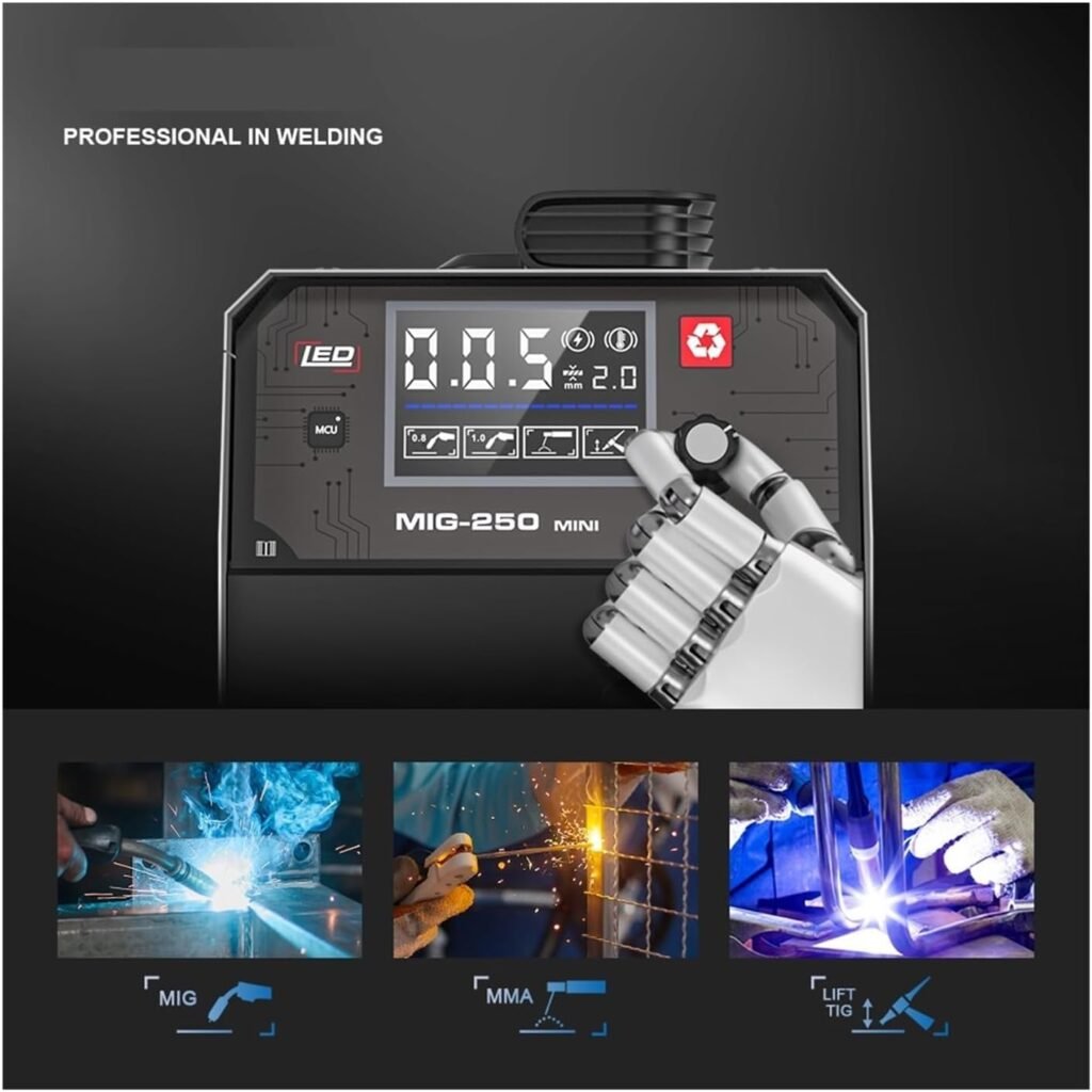 Semi-Automatic Welding Machine Lift TIG MMA MIG 3 in 1 Gasless MIG Welder for Household MIG-250ME(MIG-250MINI LED)
