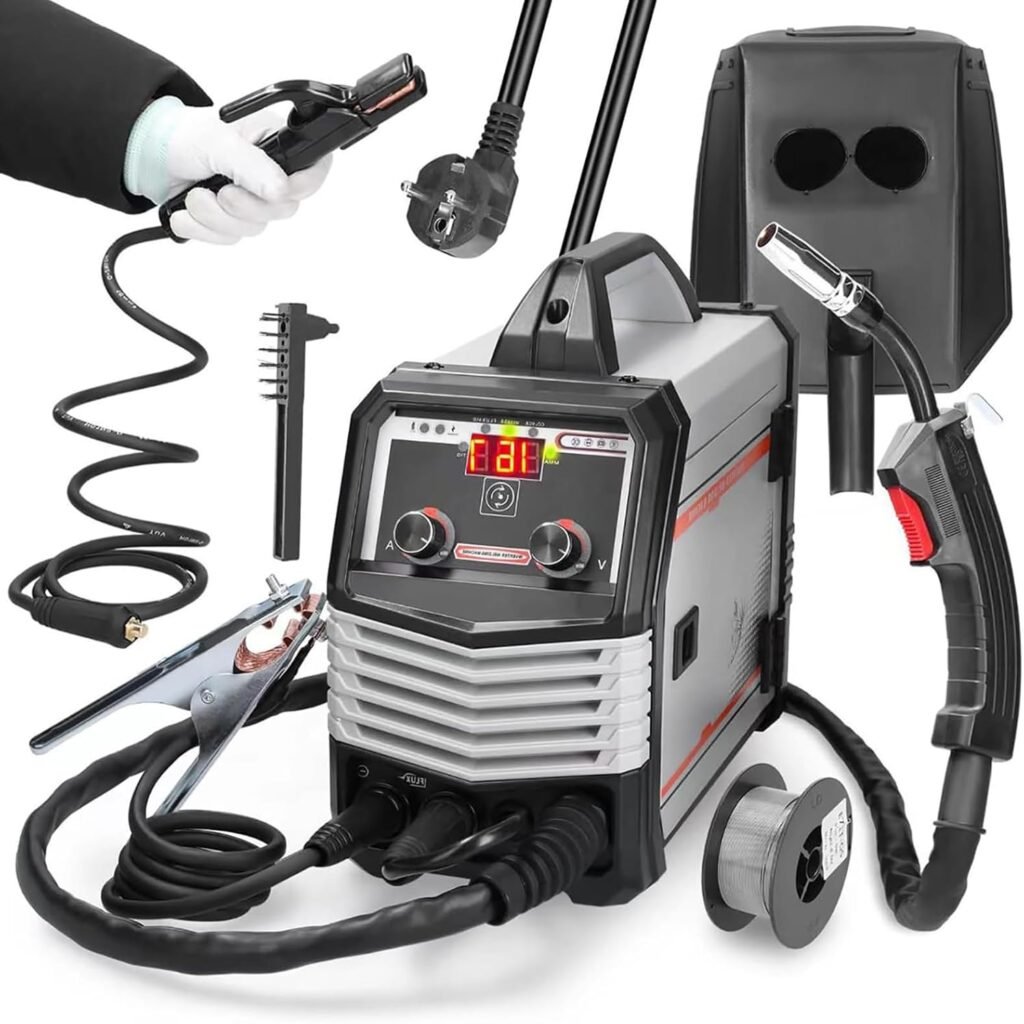 STWBHW 3 in 1 MIG Welder Inverter,Portable Electric Welding Machine,10A Large Current with Digital LCD Display IGBT Inverter Welder,Gasless MIG Welder Suitable for Beginners and Professionals