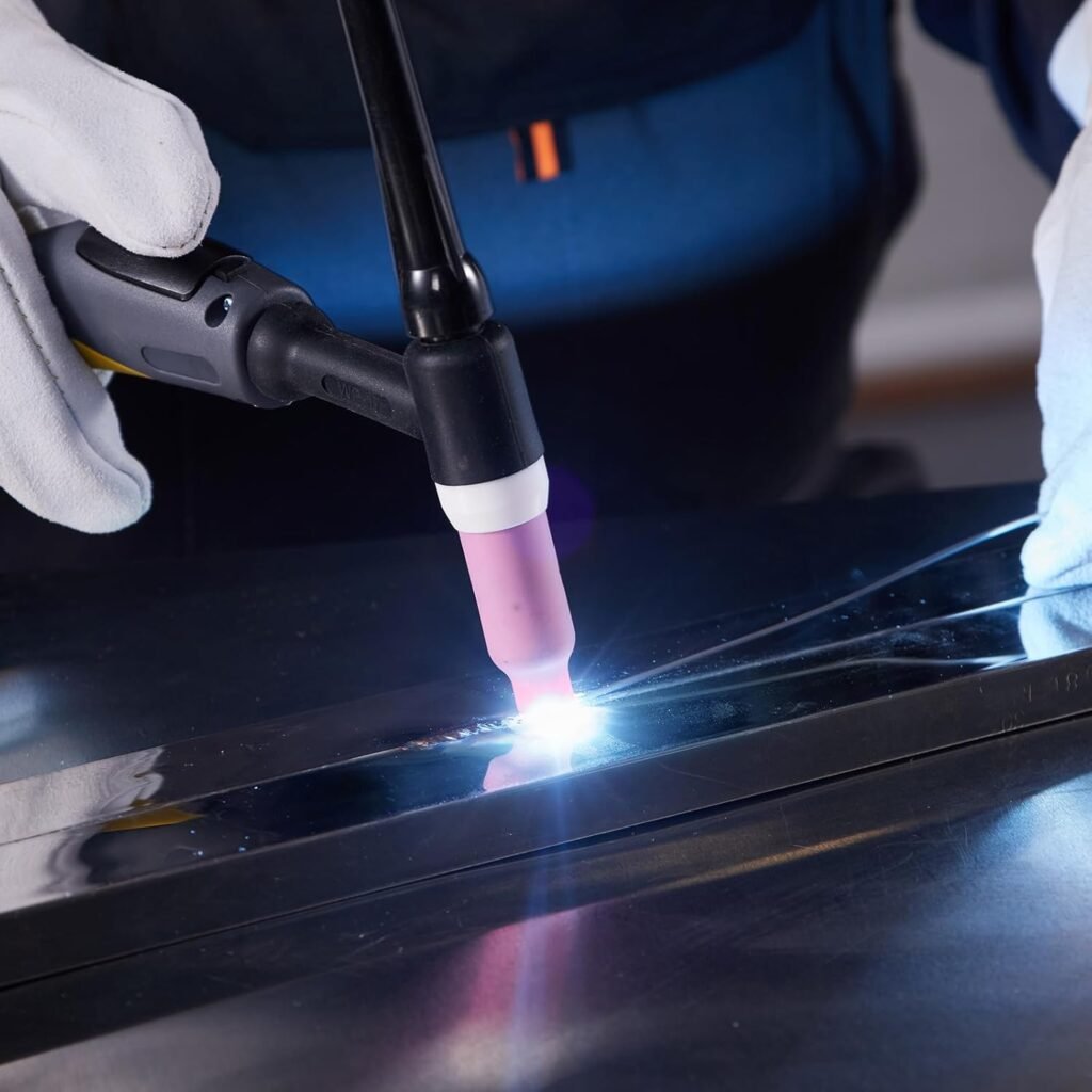 VEVOR TIG Welder, 200A 6-In-1 Aluminum Welding Machine (LED Display) - AC TIG/DC TIG/AC Pulse TIG/DC Pulse TIG/Spot TIG/MMA(Stick), 110220V Dual Voltage Electric Welder with Synergic Control IGBT