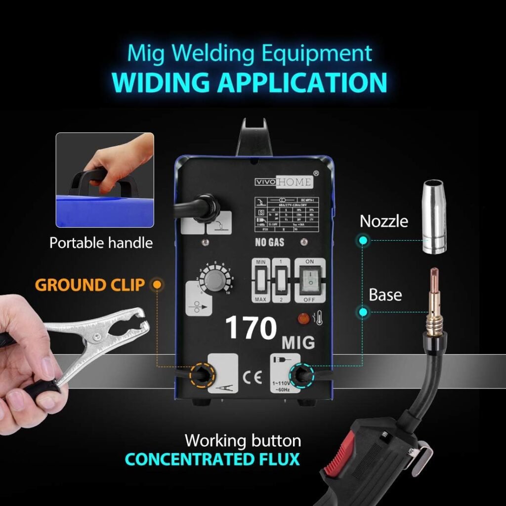 VIVOHOME MIG 150A Welder Flux Core Wire Automatic Feed Welding AC Welder Gasless Machine Free Mask NO Gas